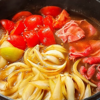 すき焼きの味変トマトすき焼き